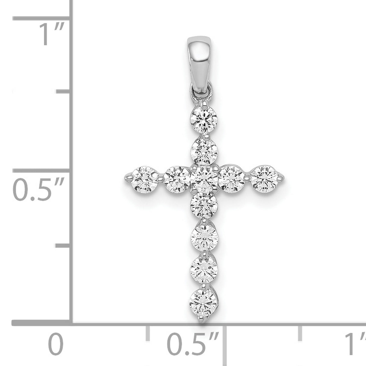 10k White Gold Cross Pendant with Diamond Accents, Polished Religious Jewelry for Men and Women