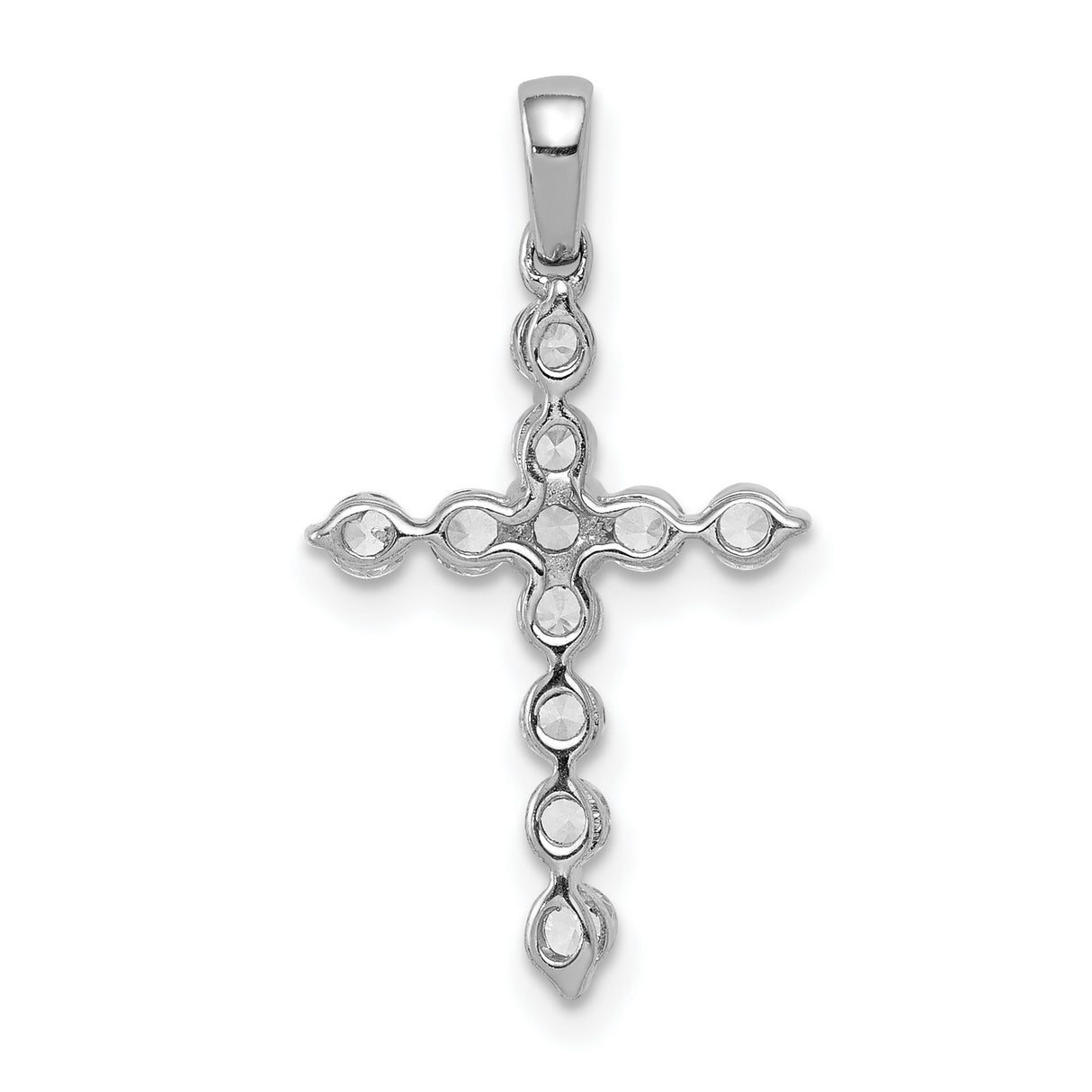 14k White Gold Cross Pendant with Diamond, Unisex Faith Jewelry with Timeless Design