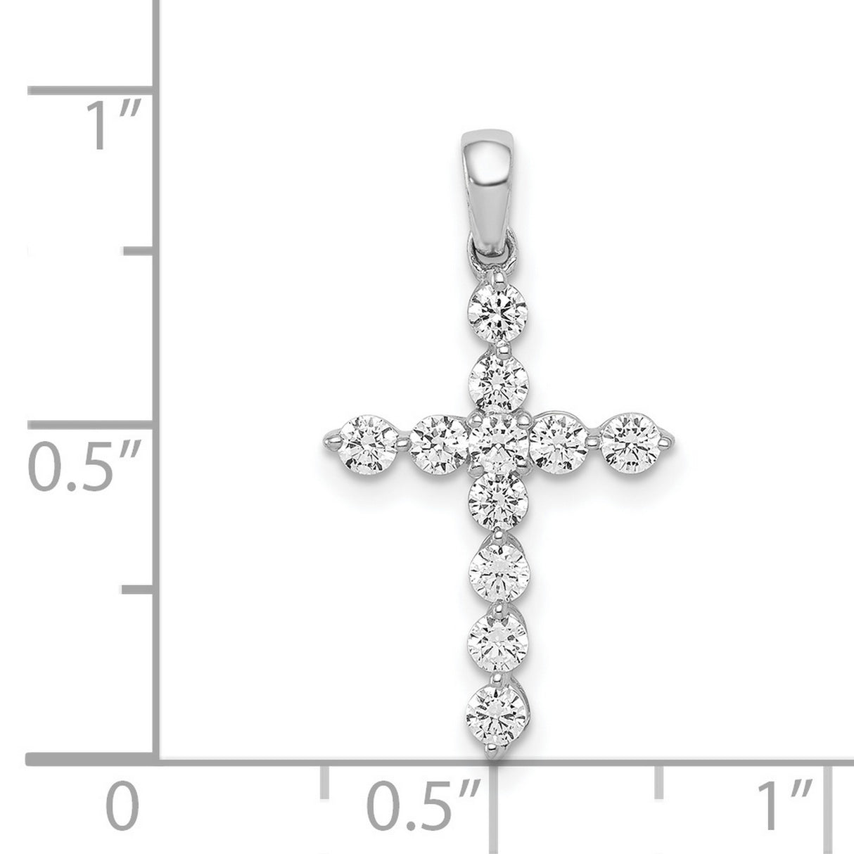14k White Gold Cross Pendant with Diamond, Unisex Faith Jewelry with Timeless Design