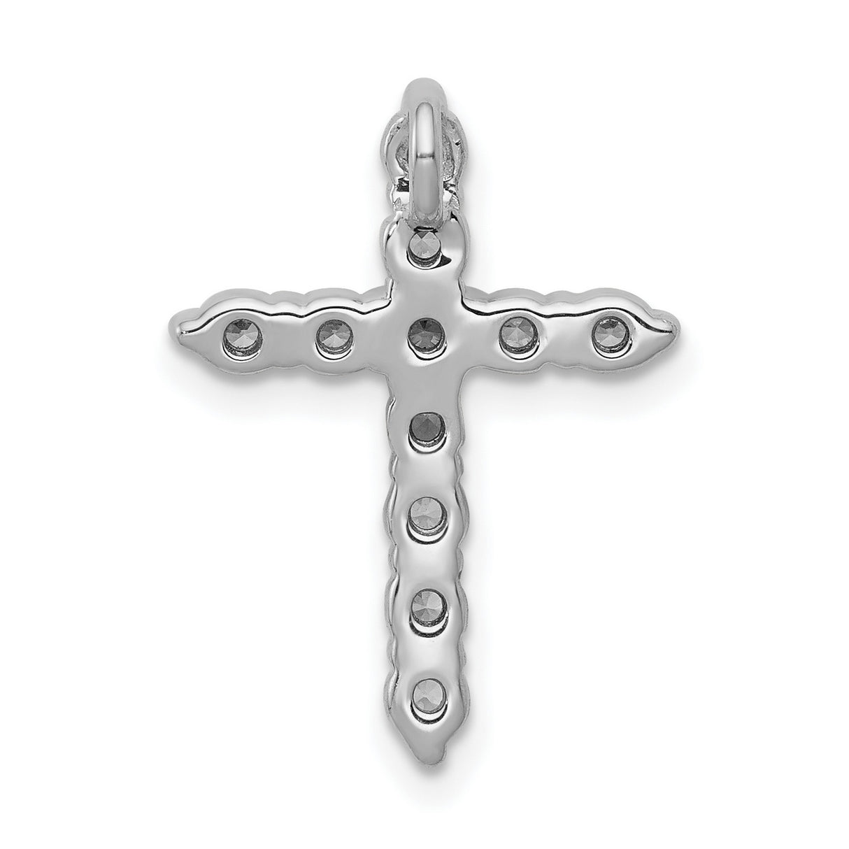 10k White Gold Cross Slide Pendant with Diamonds, Classic Spiritual Design for Men and Women