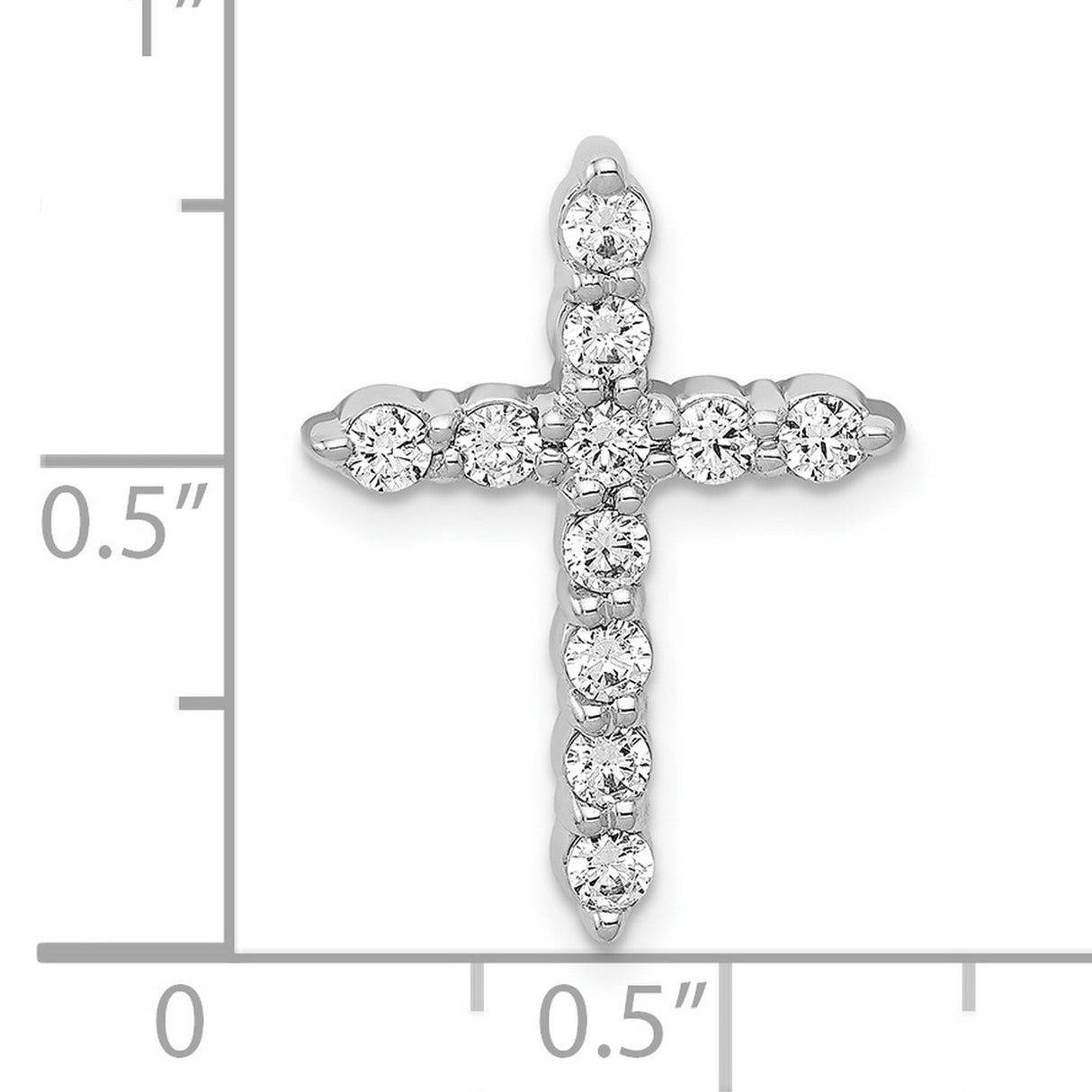 10k White Gold Cross Slide Pendant with Diamonds, Classic Spiritual Design for Men and Women