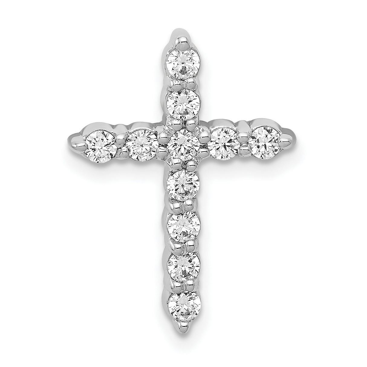 10k White Gold Cross Slide Pendant with Diamonds, Classic Spiritual Design for Men and Women
