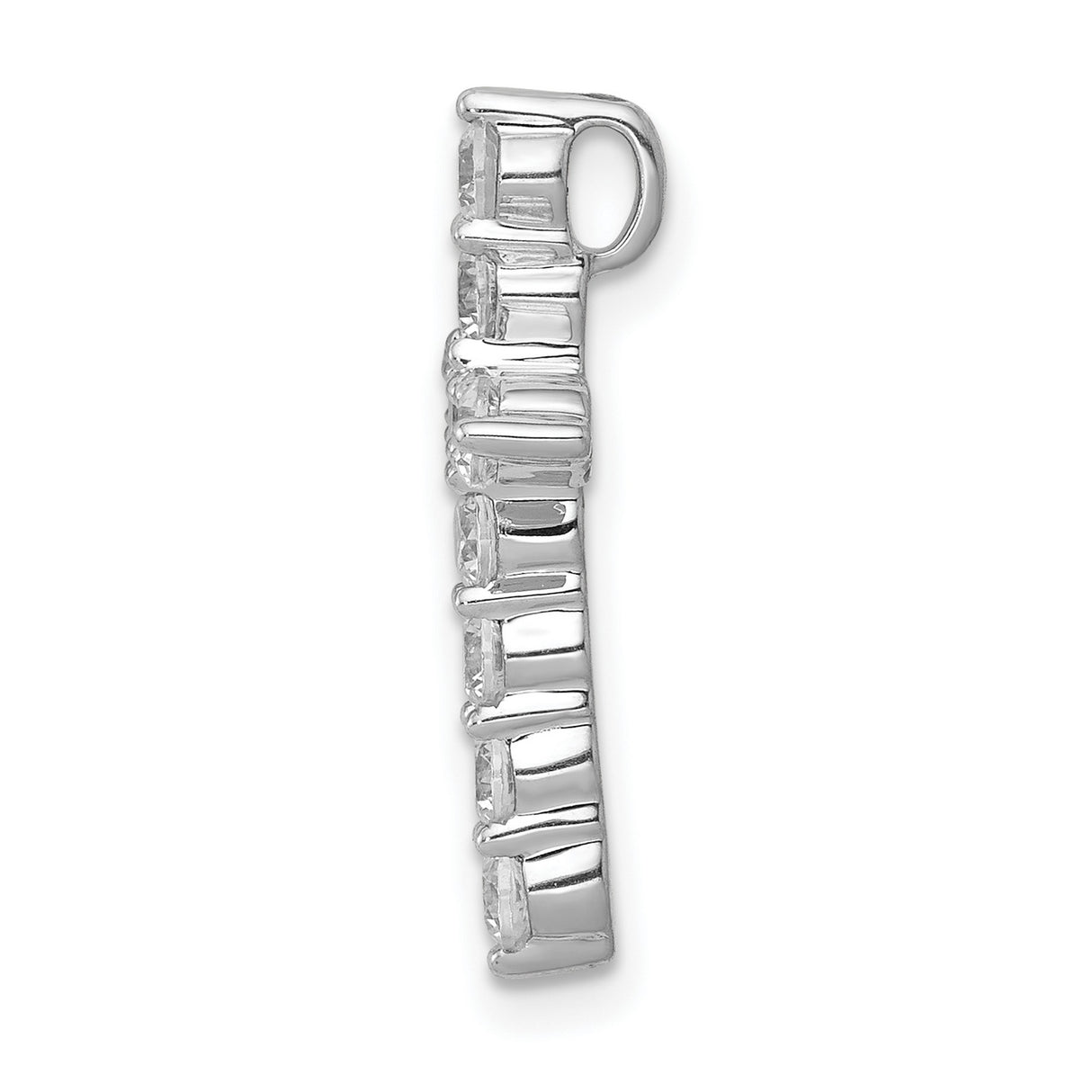 10k White Gold Cross Pendant, Diamond Accent, Modern Polished Faith Design