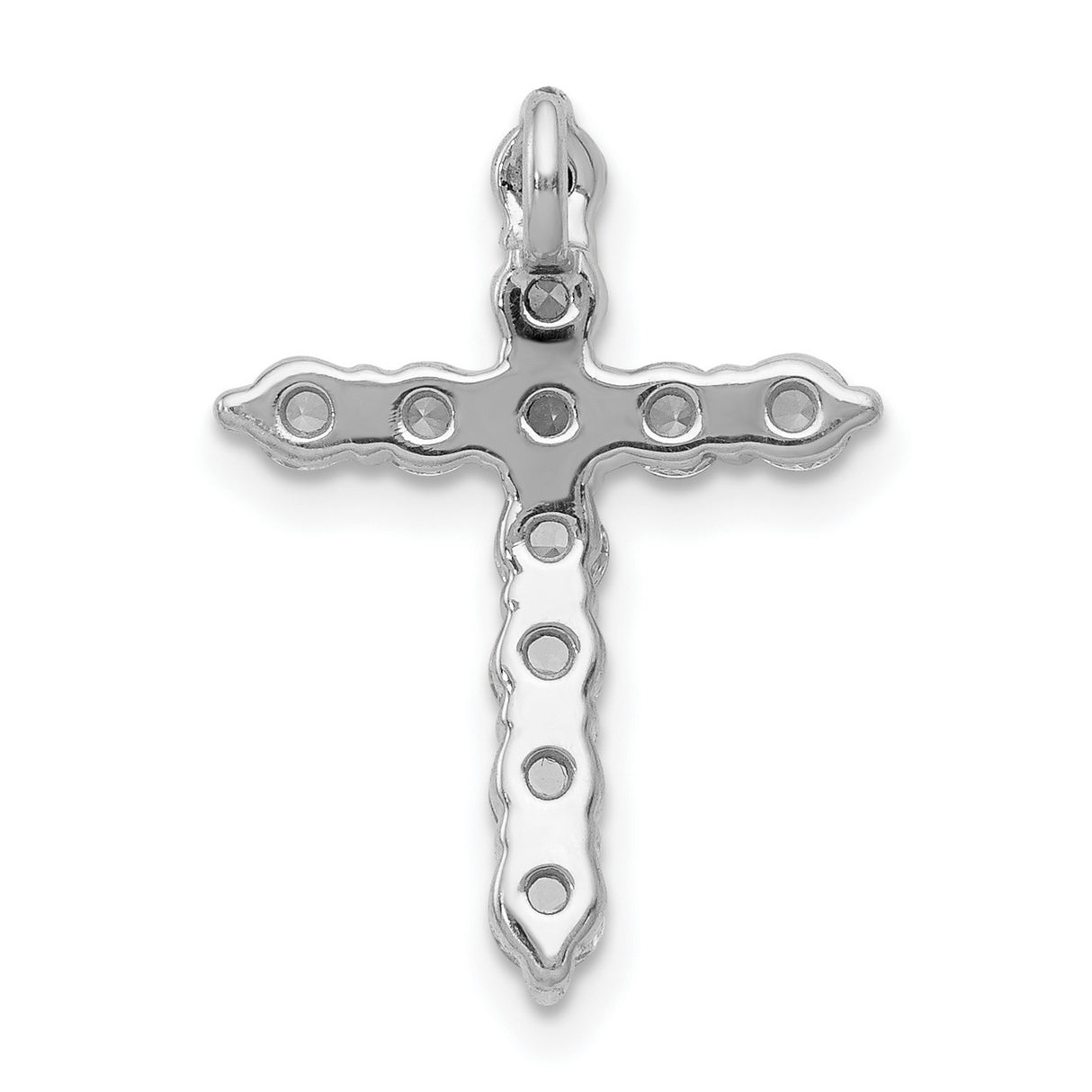 10k White Gold Cross Pendant, Diamond Accent, Modern Polished Faith Design