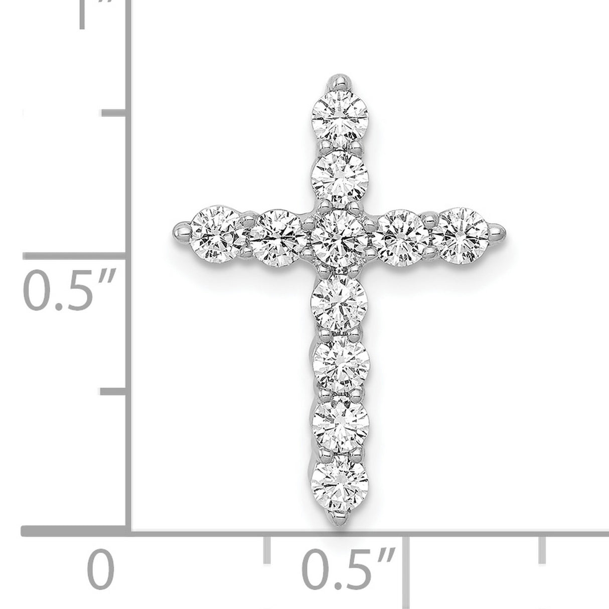 10k White Gold Cross Pendant, Diamond Accent, Modern Polished Faith Design