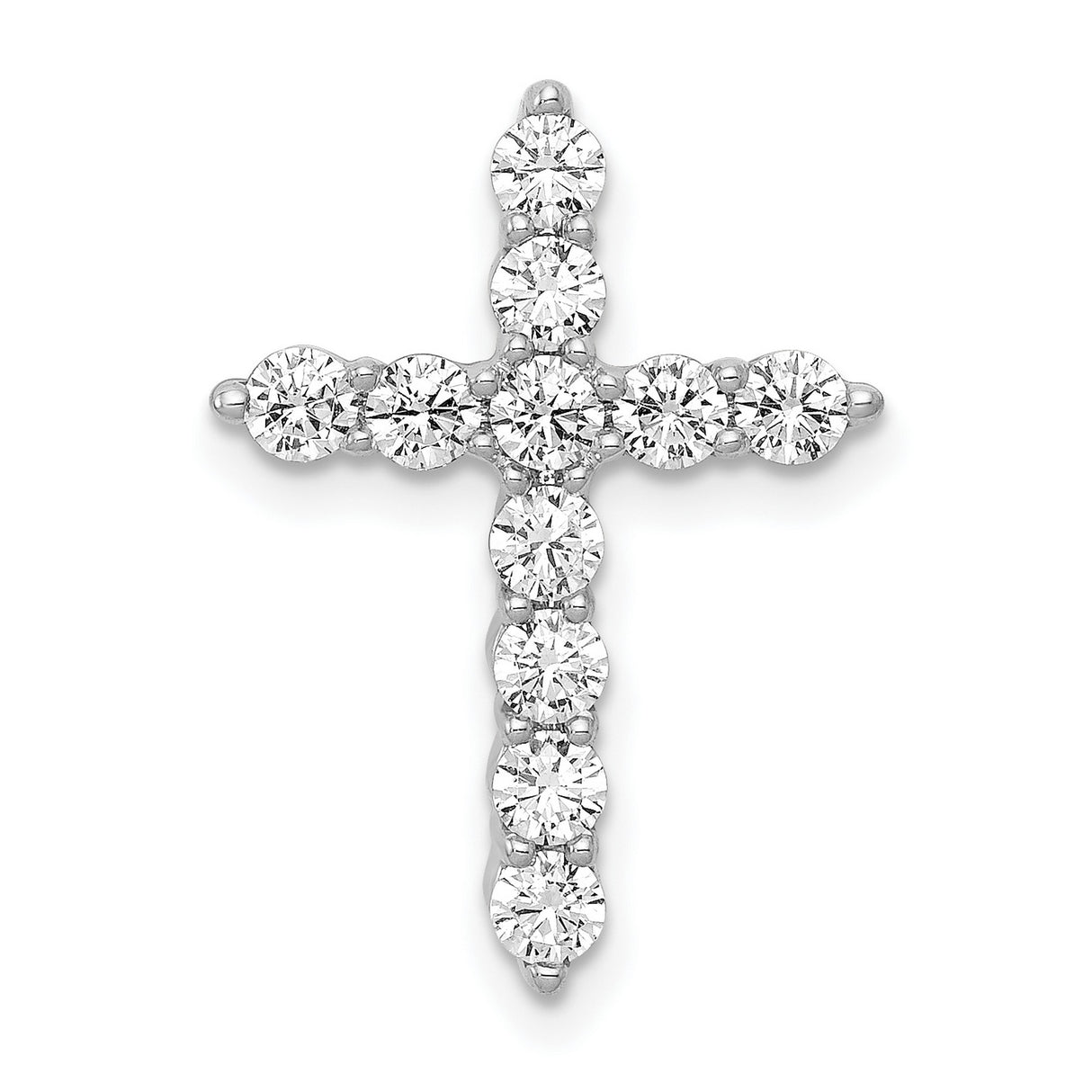 10k White Gold Cross Pendant, Diamond Accent, Modern Polished Faith Design