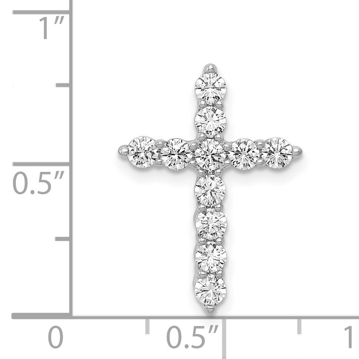 14k White Gold Cross Pendant with Round Cut Diamonds, Religious Faith Jewelry