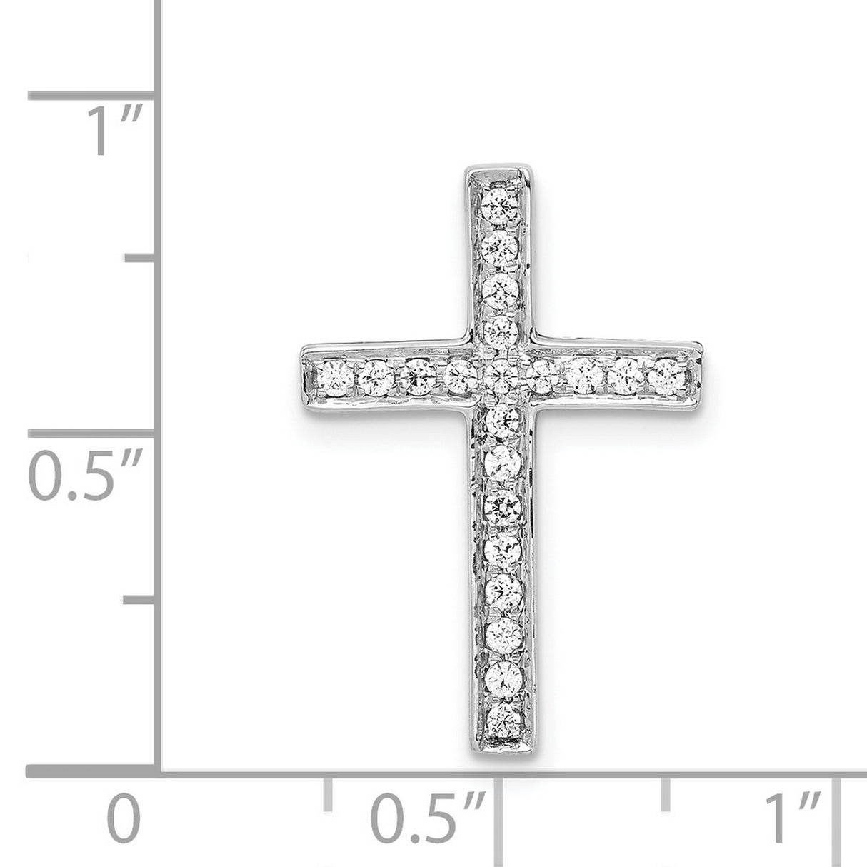 14k White Gold Cross Pendant with Pave Set Diamonds, Modern Religious Style