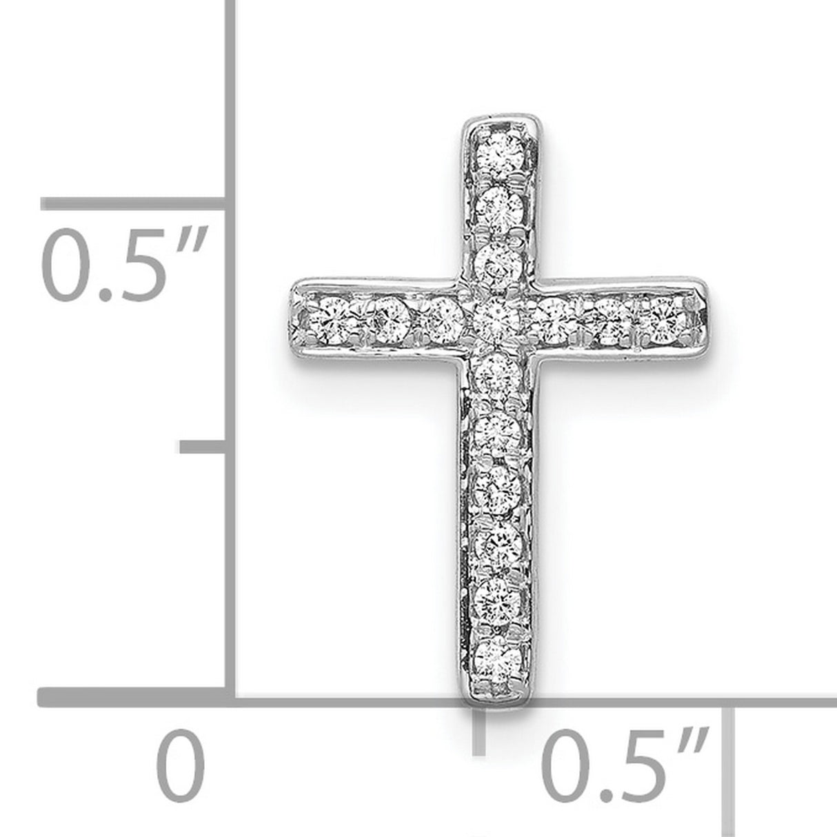 10k White Gold Cross Pendant with Round Cut Diamond, Sleek Modern Religious Jewelry
