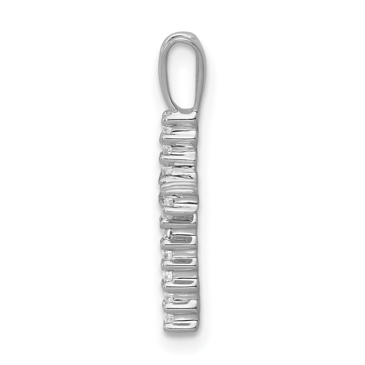 10k White Gold Latin Cross Pendant with Diamond Accents, High Polish Religious Jewelry