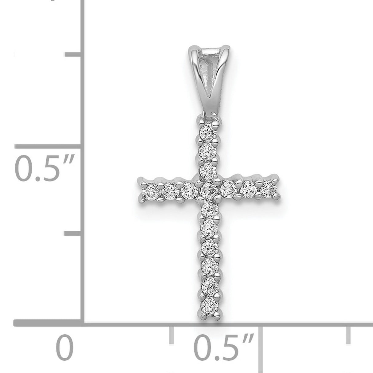 10k White Gold Latin Cross Pendant with Diamond Accents, High Polish Religious Jewelry