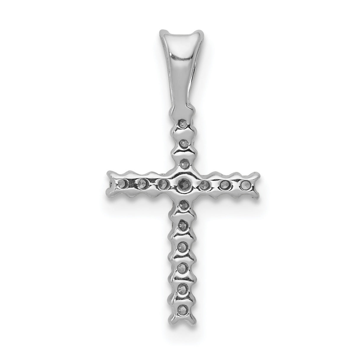 14k White Gold Diamond Latin Cross Pendant, Unisex Religious Jewelry