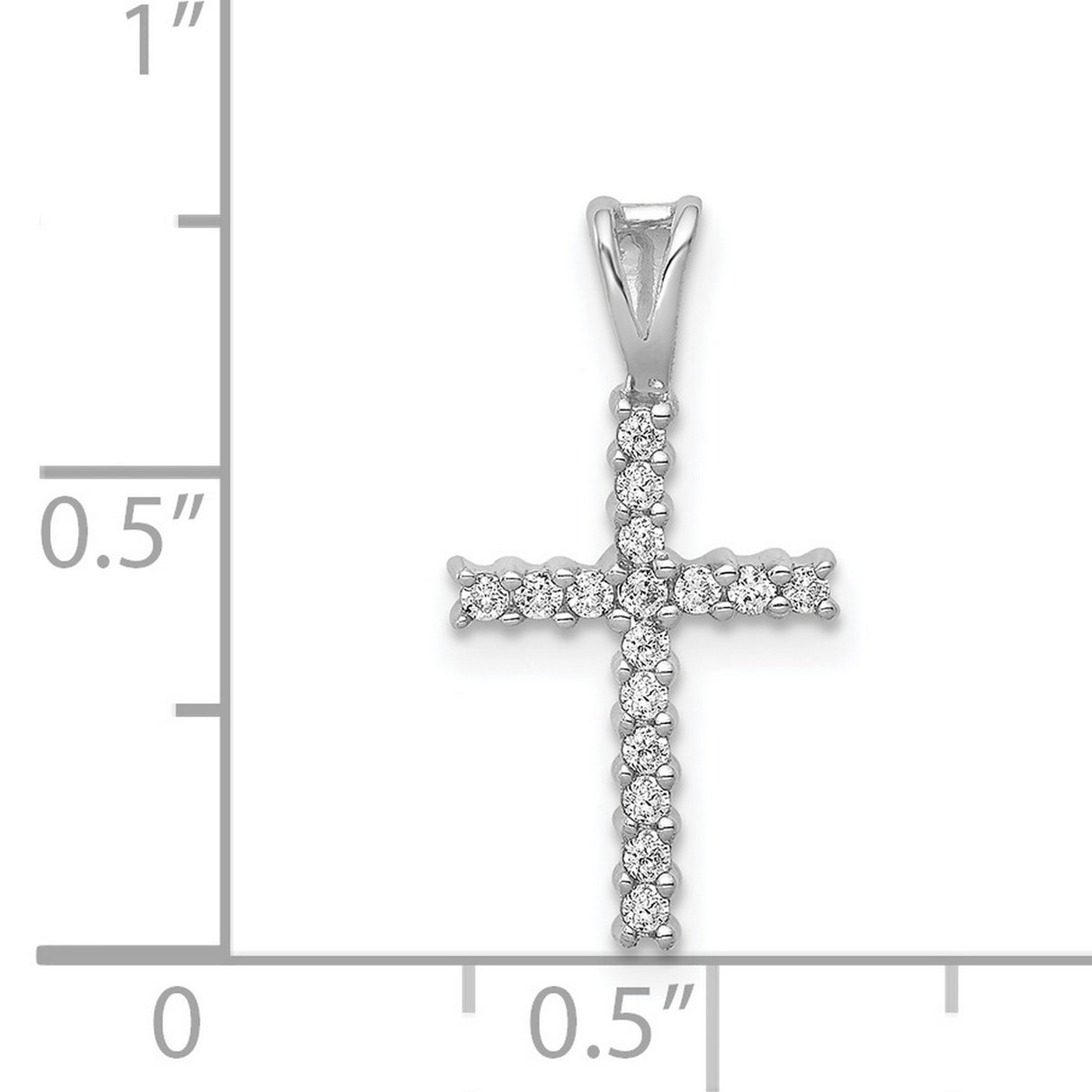 14k White Gold Diamond Latin Cross Pendant, Unisex Religious Jewelry