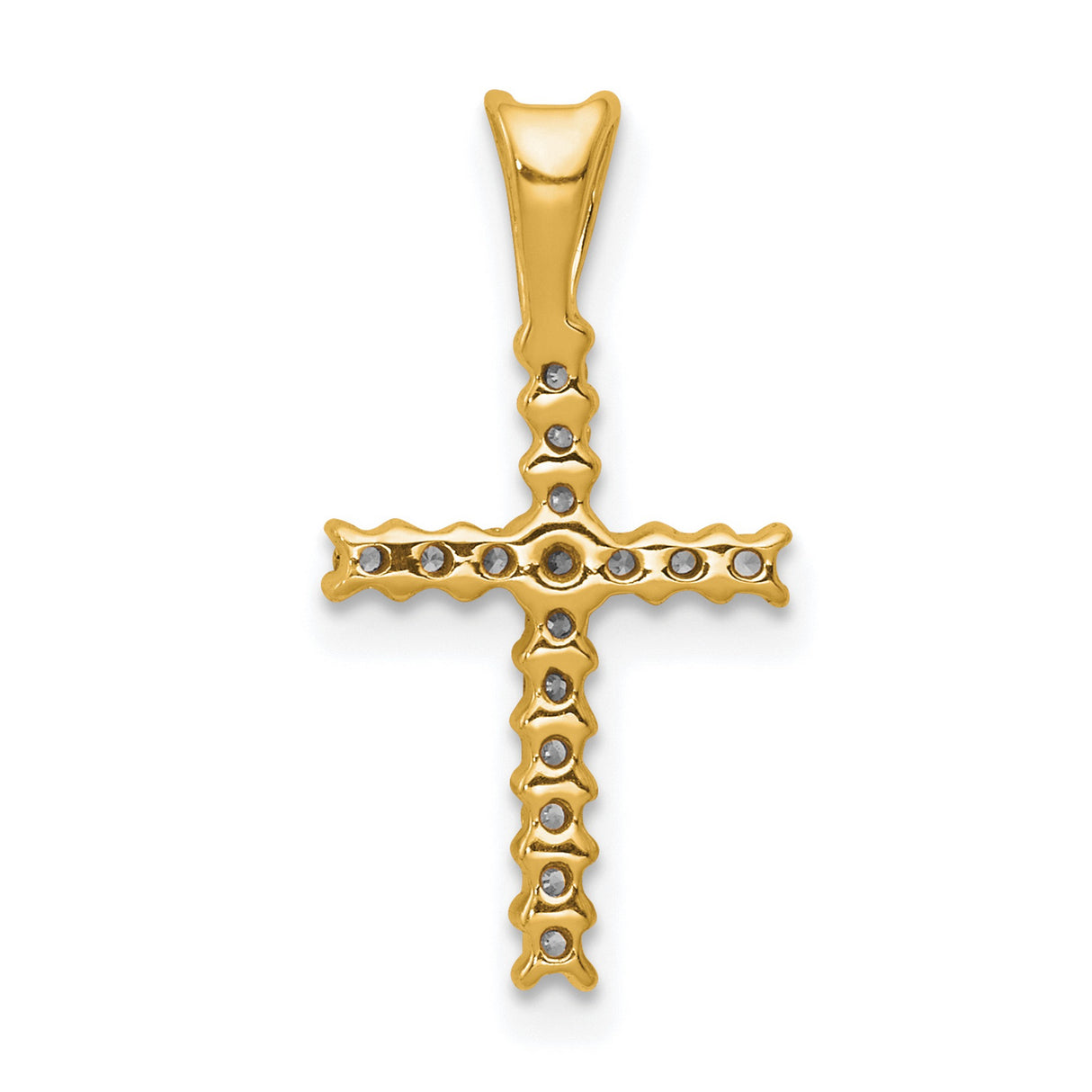14k Yellow Gold Two-Tone Diamond Cross Pendant, Latin Style Religious Jewelry for Men and Women