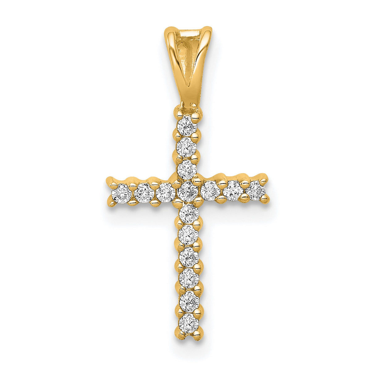 14k Yellow Gold Two-Tone Diamond Cross Pendant, Latin Style Religious Jewelry for Men and Women