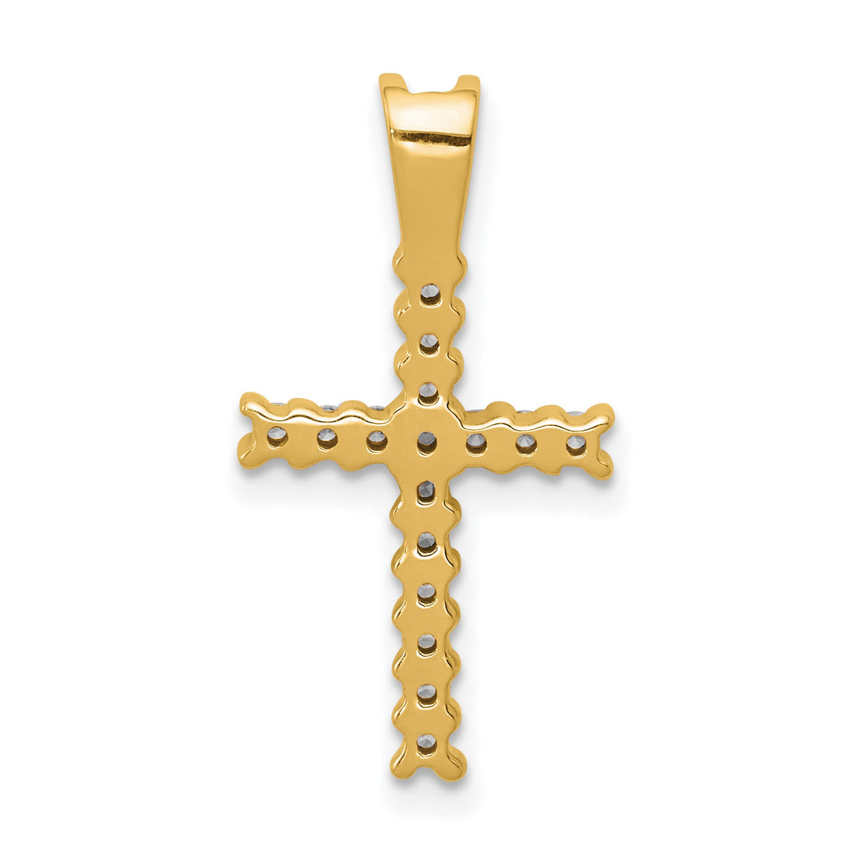 14k Yellow Gold Cross Pendant with Diamonds, Two-Tone Latin Design for Men and Women