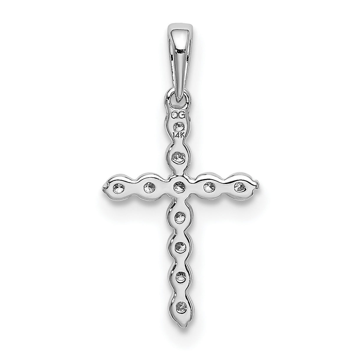 10k White Gold Diamond Cross Pendant, Polished Finish, Minimalist Religious Design for Men and Women