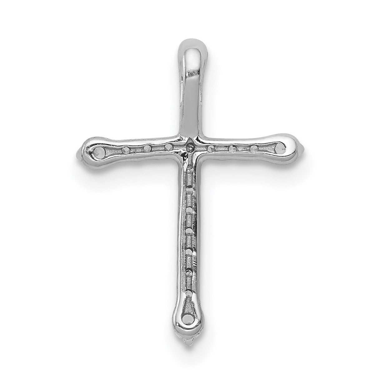 14k White Gold Cross Pendant with Prong Set Diamonds, Unisex Faith Symbol Jewelry