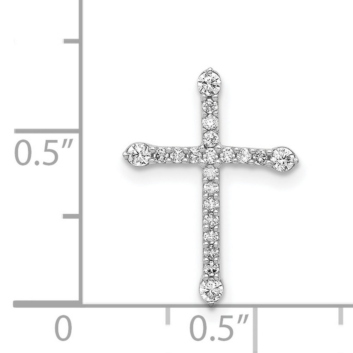 14k White Gold Cross Pendant with Prong Set Diamonds, Unisex Faith Symbol Jewelry