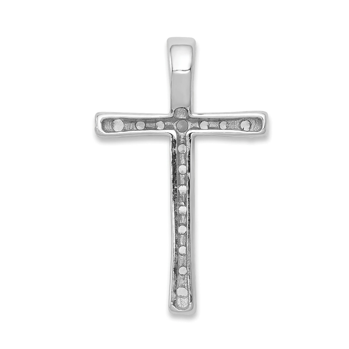 14k White Gold Cross Pendant with Diamonds, Polished Finish, Religious Jewelry for Men and Women