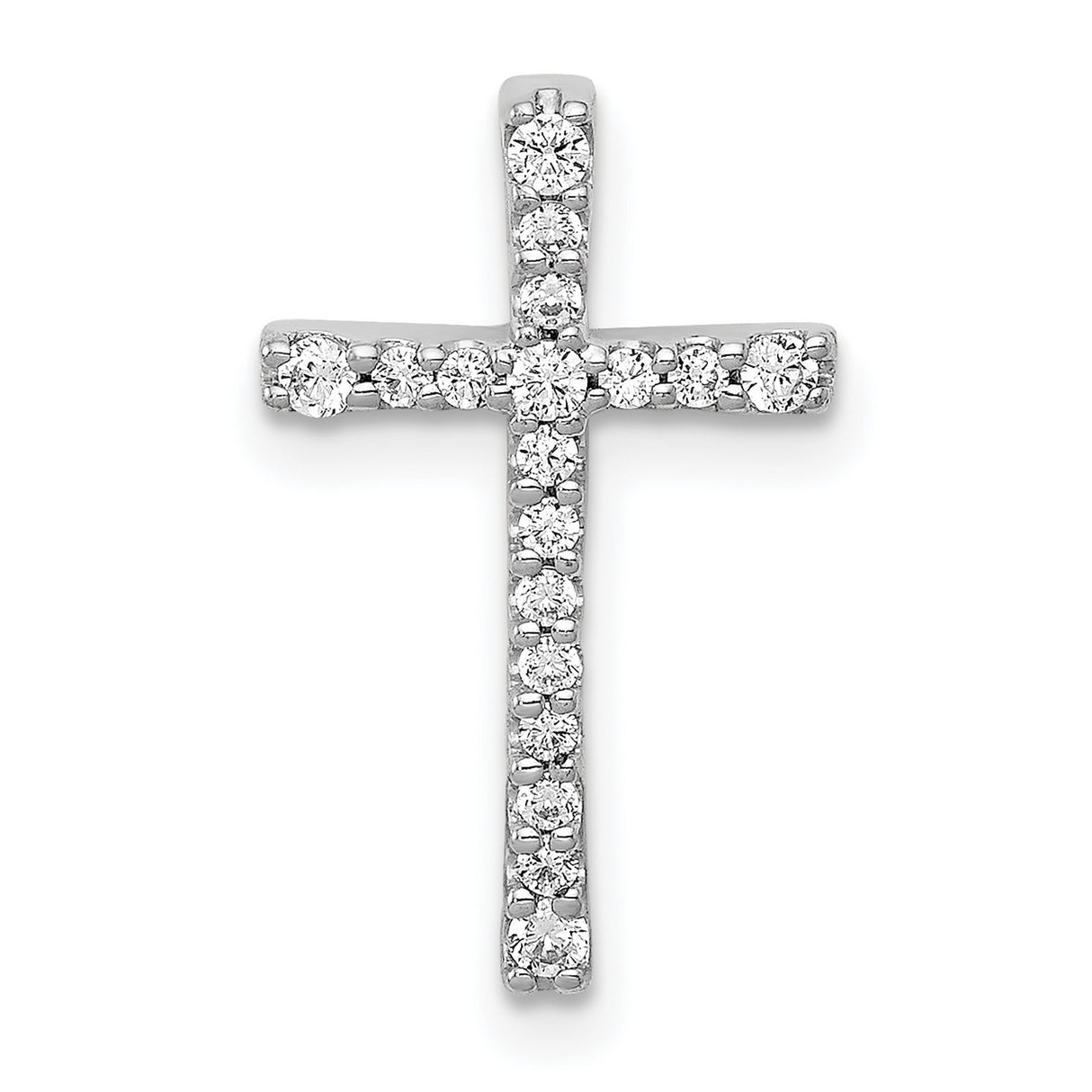 14k White Gold Cross Pendant with Diamonds, Polished Finish, Religious Jewelry for Men and Women