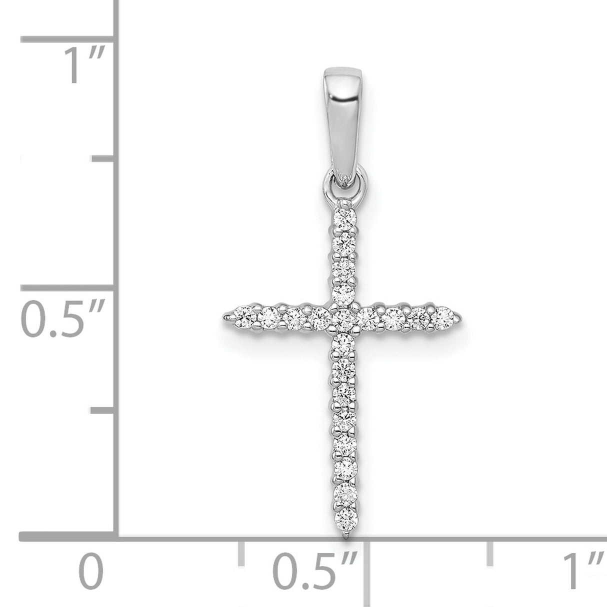 10k White Gold Cross Pendant with Diamond, Simple Spiritual Design for Men and Women