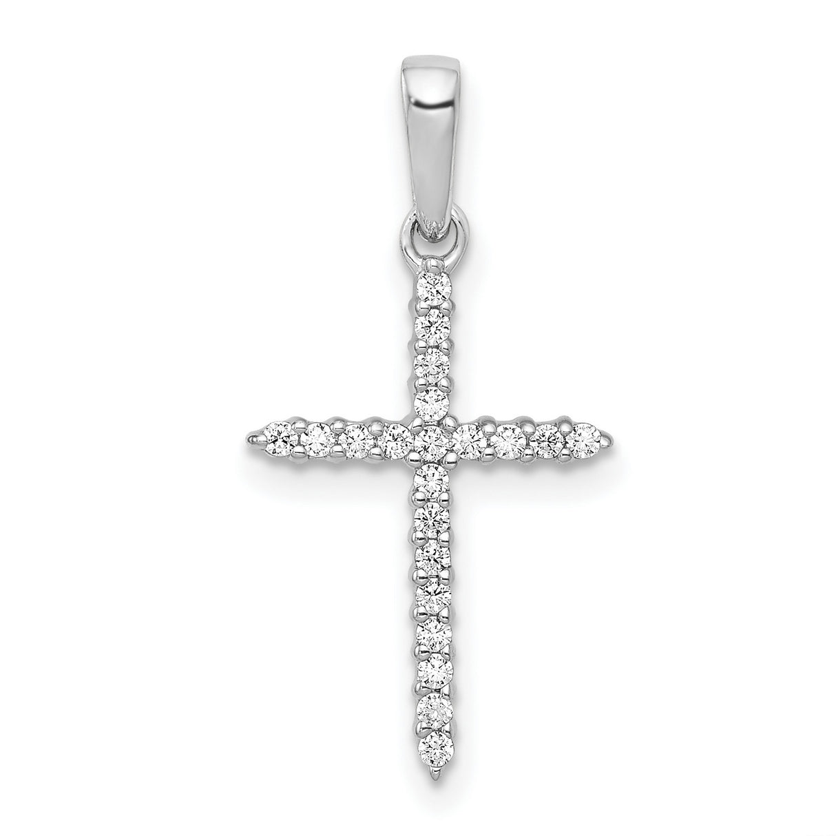10k White Gold Cross Pendant with Diamond, Simple Spiritual Design for Men and Women