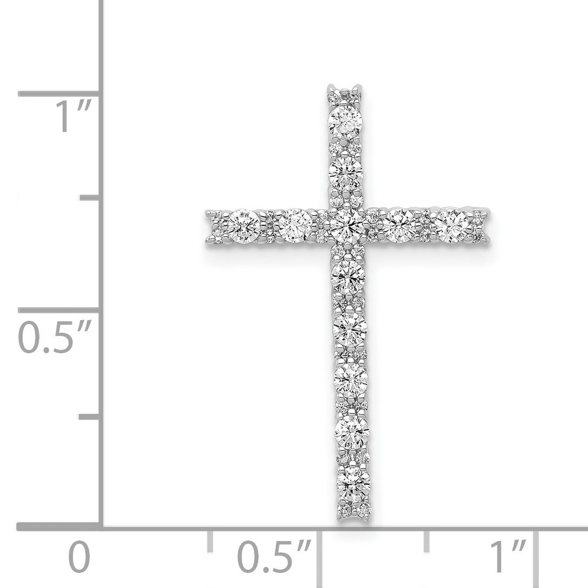 14k White Gold Cross Pendant with Diamond Accents, High Polish, Modern Religious Jewelry