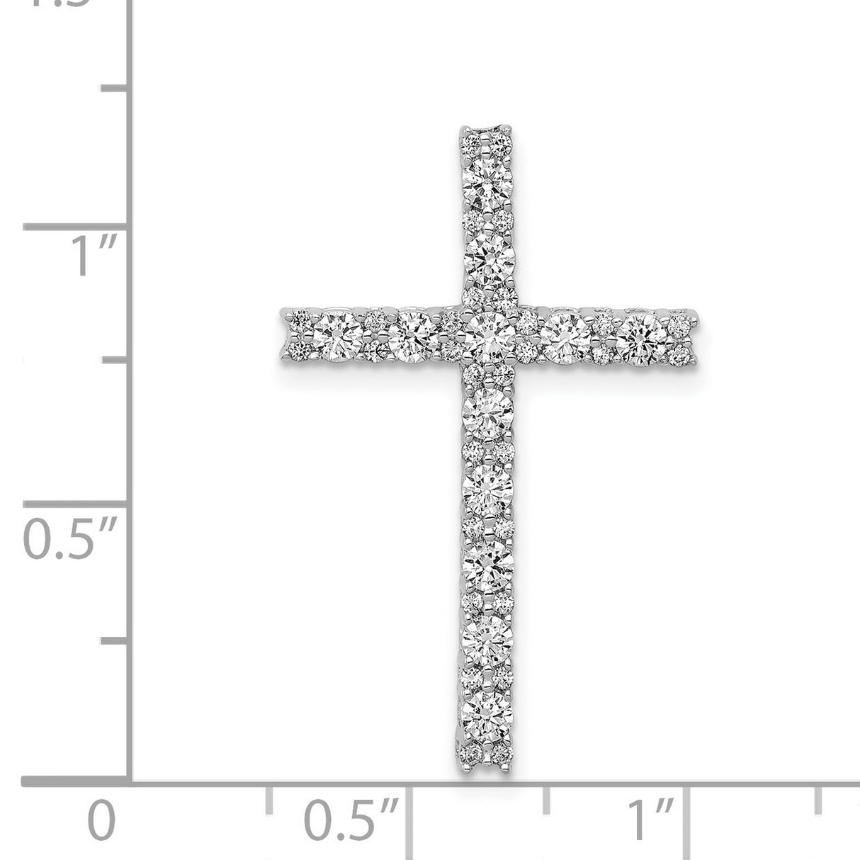 14k White Gold Cross Pendant with Diamond Chain Slide, Classic Latin Religious Charm