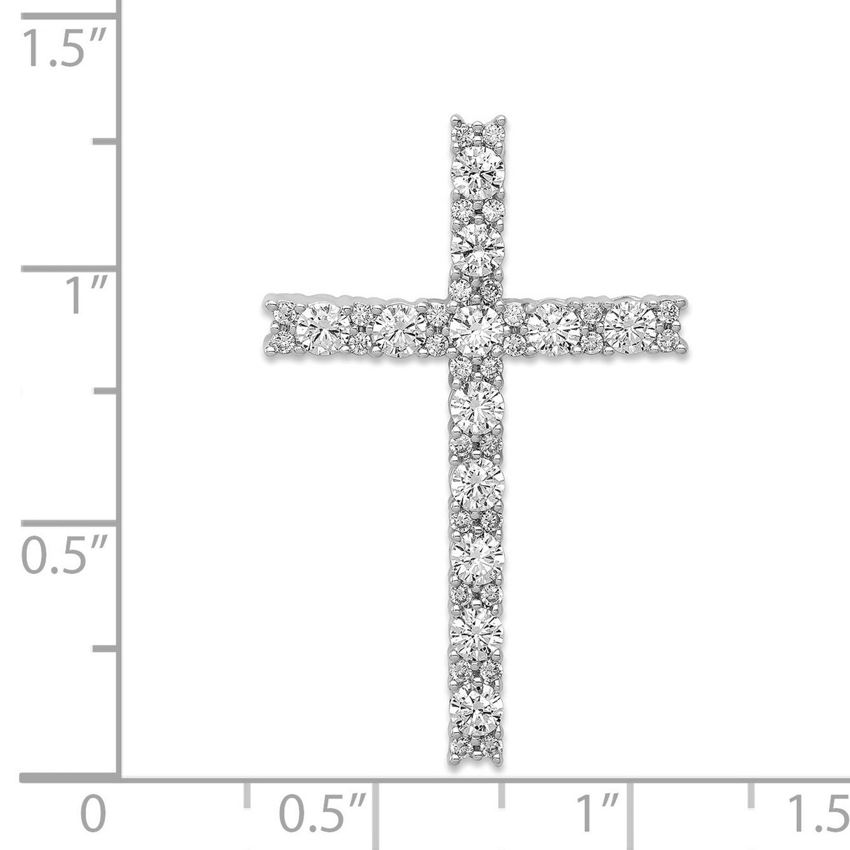 14k White Gold Diamond Cross Pendant, Sparkling Latin Cross Design for Men and Women