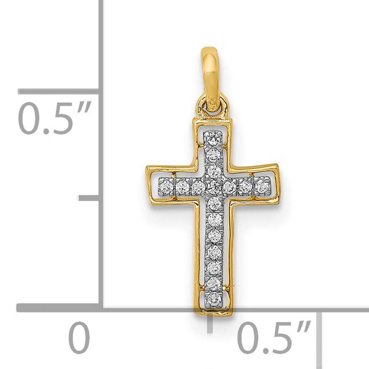 10k Multi-Tone Gold Cross Pendant with Diamond Accents, High Polish Religious Jewelry