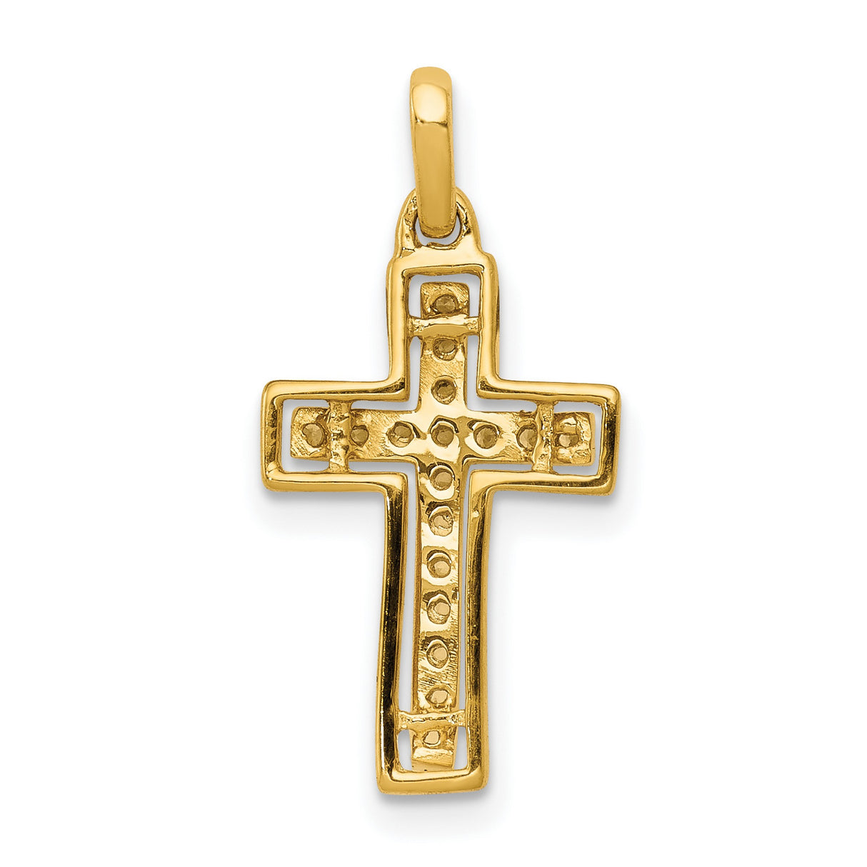 10k Multi-Tone Gold Diamond Cross Pendant, High Polish Spiritual Design for Men and Women