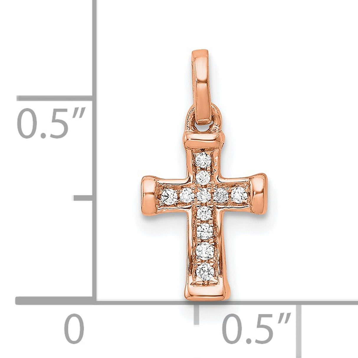 10k Rose Gold Cross Pendant with Diamond Accent, Latin Cross Religious Charm for Men and Women
