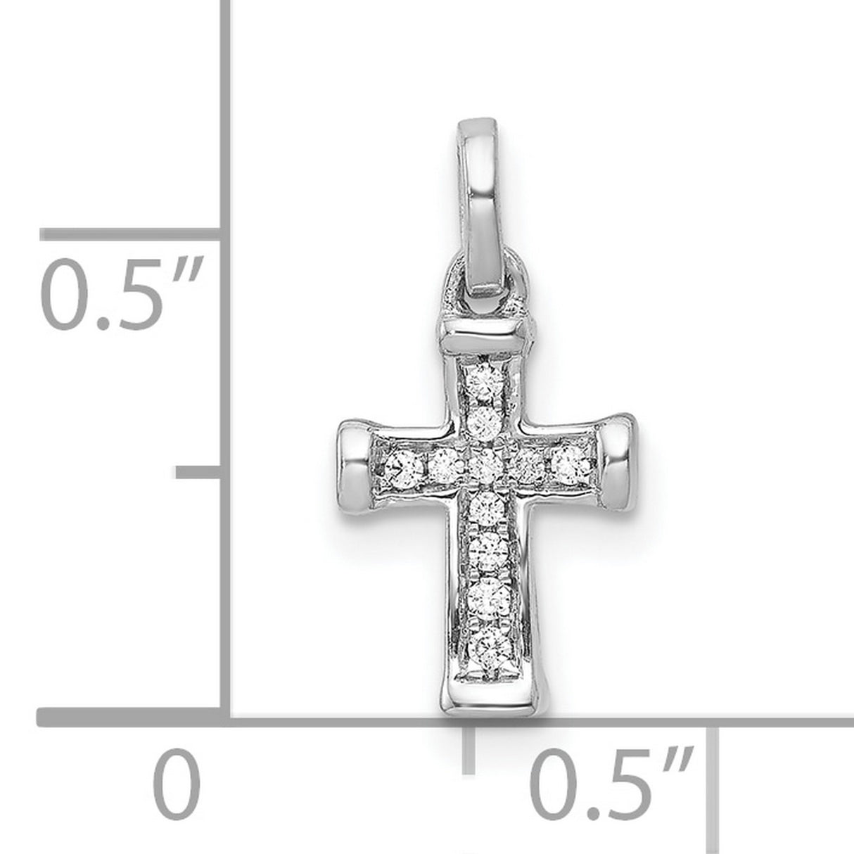 10k White Gold Cross Pendant with Diamonds, Classic Latin Cross Design for Men and Women