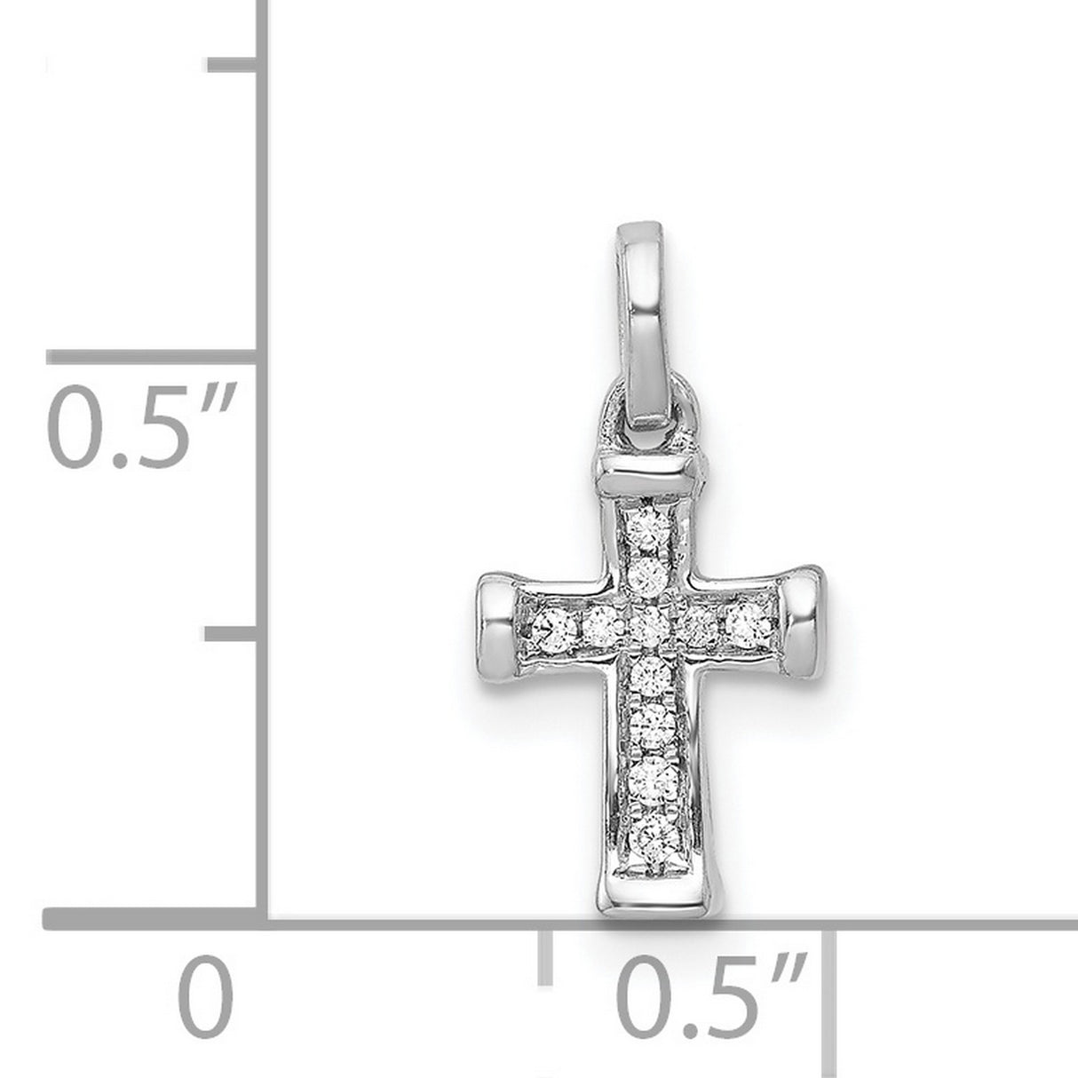 14k White Gold Diamond Cross Pendant, Sleek Religious Design for Men and Women