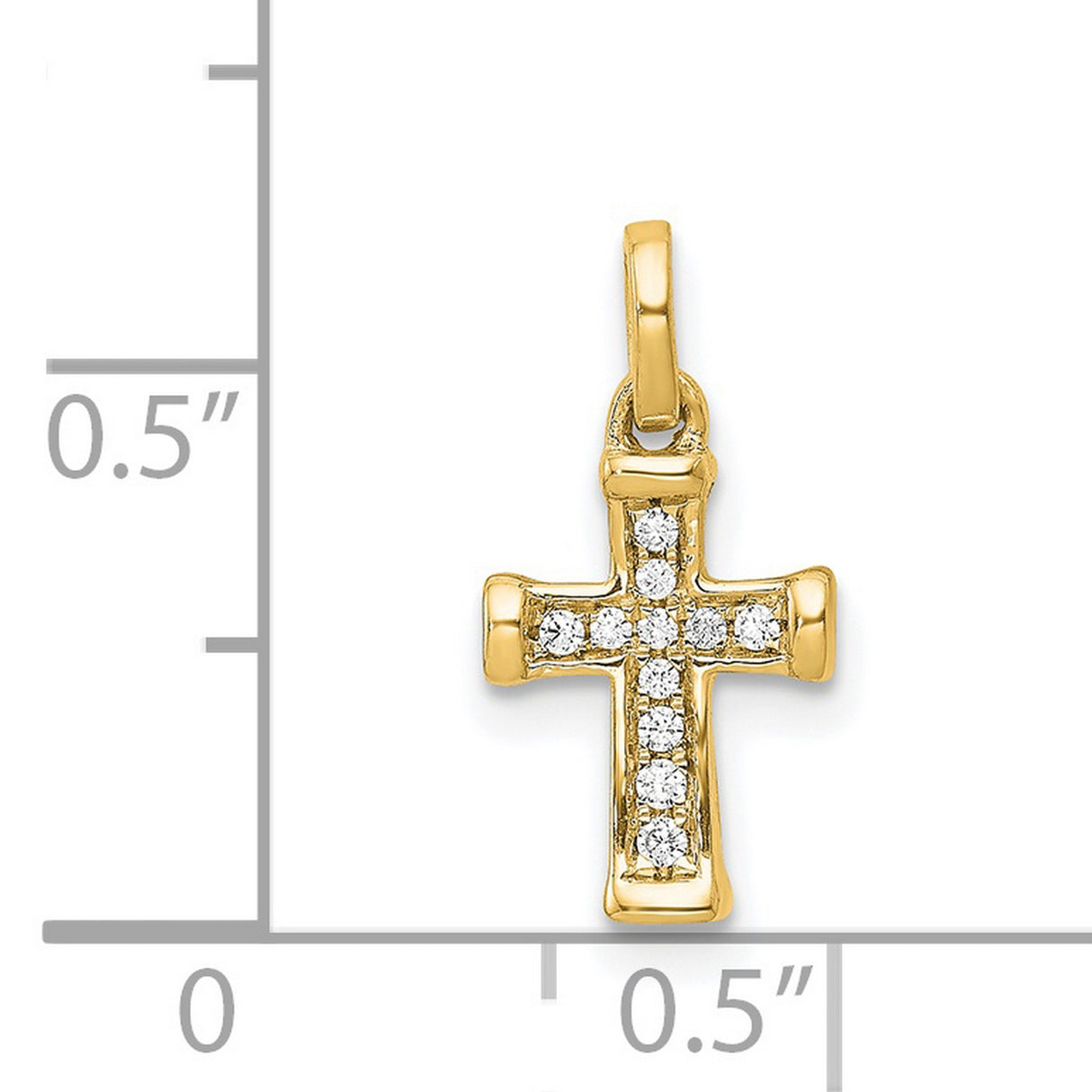 14k Yellow Gold Latin Cross Pendant with Diamonds, Religious Unisex Charm