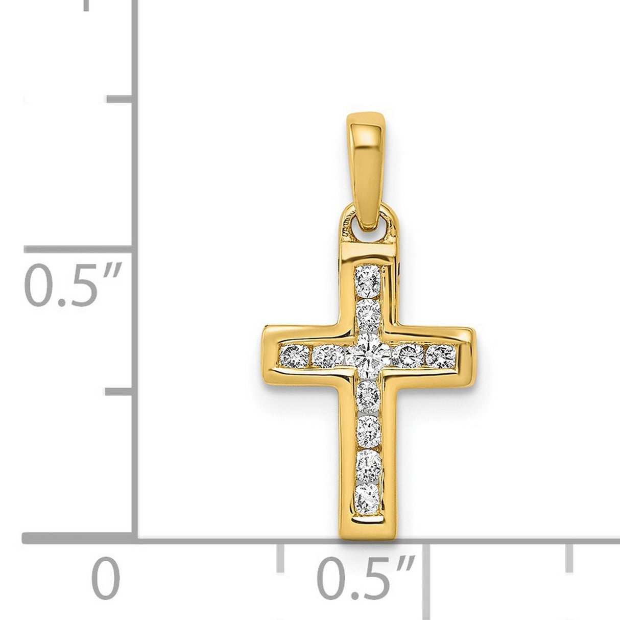 14k Yellow Gold Diamond Cross Pendant, Polished Latin Cross Design for Men and Women