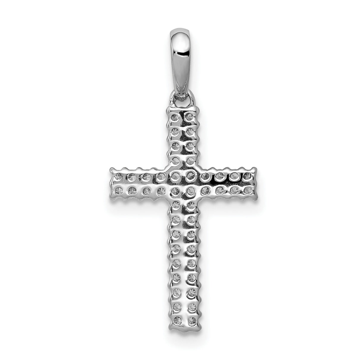 10k White Gold Diamond Cross Pendant with Pavé Setting, Spiritual Symbol of Faith and Devotion