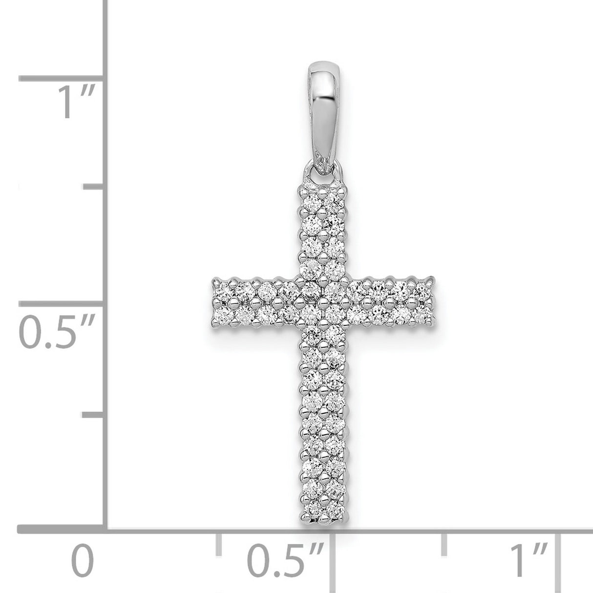 10k White Gold Diamond Cross Pendant with Pavé Setting, Spiritual Symbol of Faith and Devotion