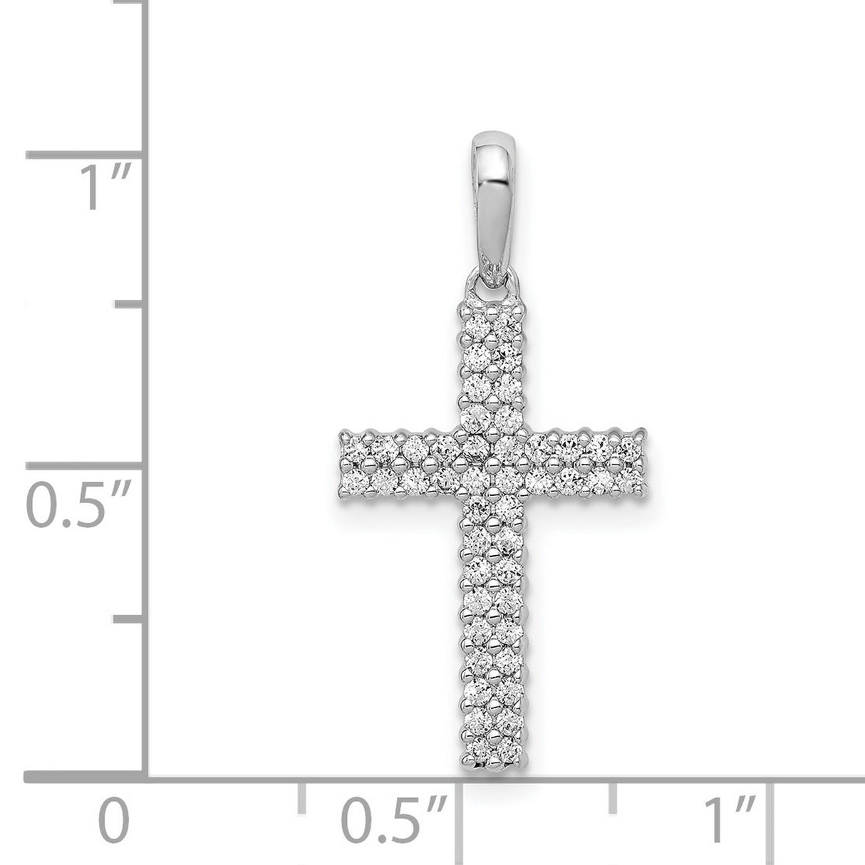 14k White Gold Diamond Cross Pendant, Minimalist Religious Style for Men and Women