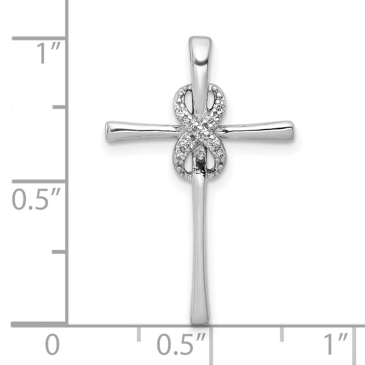10k White Gold Infinity Cross Pendant with Diamond Accent, Modern Religious Jewelry