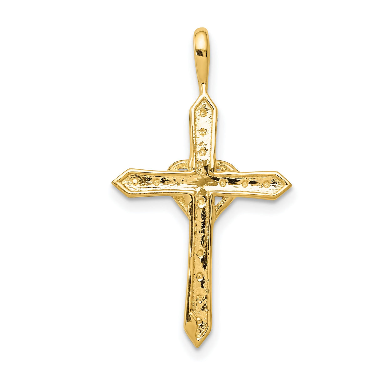 14k Yellow Gold Cross Pendant with Diamond Heart Detail, Spiritual Jewelry for Men and Women