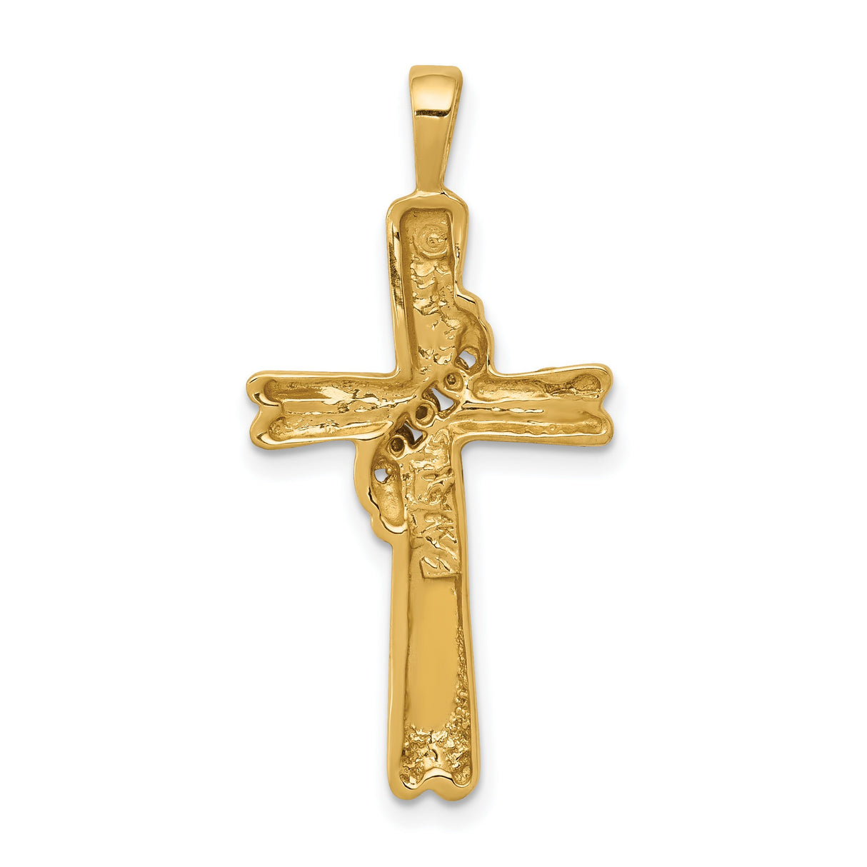 14k Yellow Gold Cross Pendant with Diamond Accents, Polished Faith Symbol Jewelry