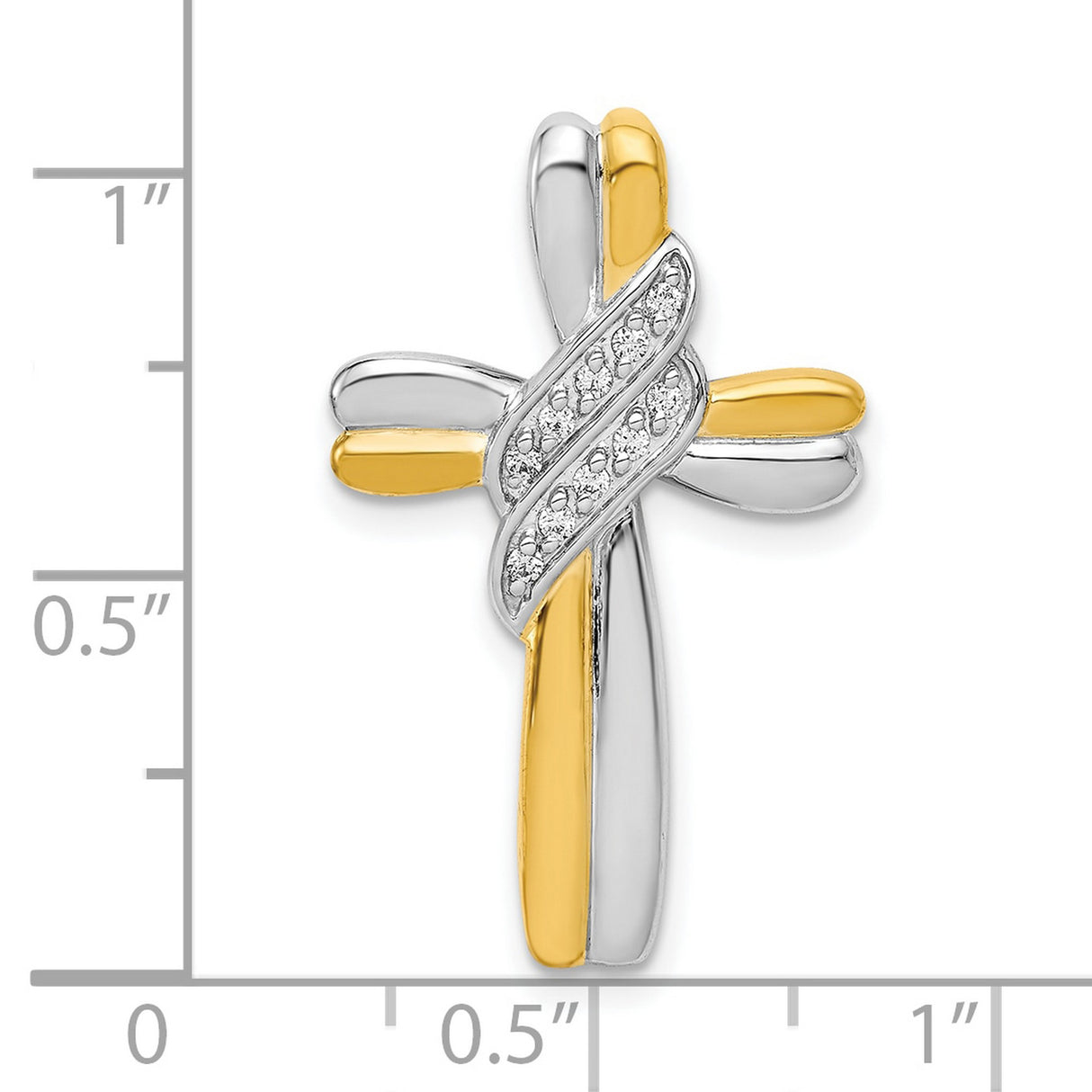 10k Two-Tone Gold Cross Pendant with Diamond Accent, Modern Minimalist Design