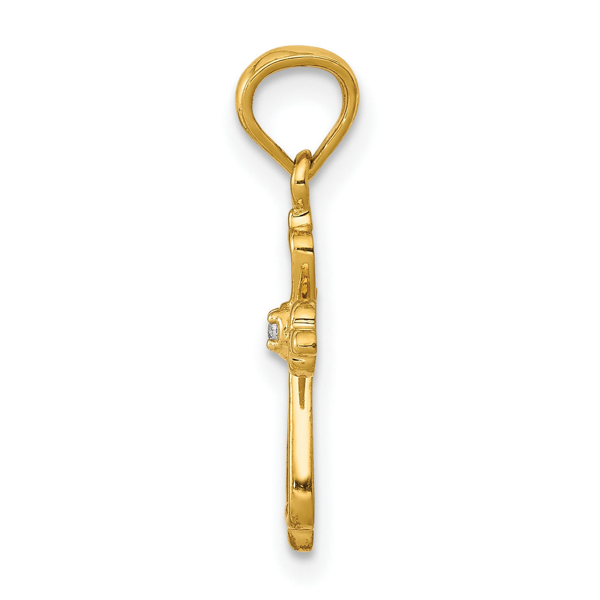 10k Yellow Gold Cross Pendant with Diamond Accents and Heart Openwork Design