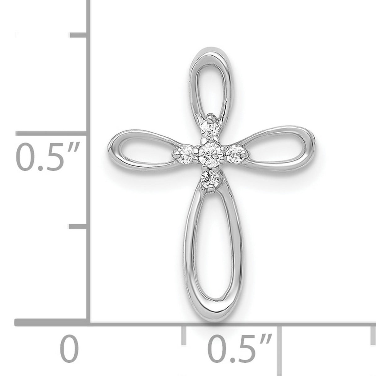 10k White Gold Cross Pendant with Stylized Openwork Design, Modern Faith Symbol for Men and Women