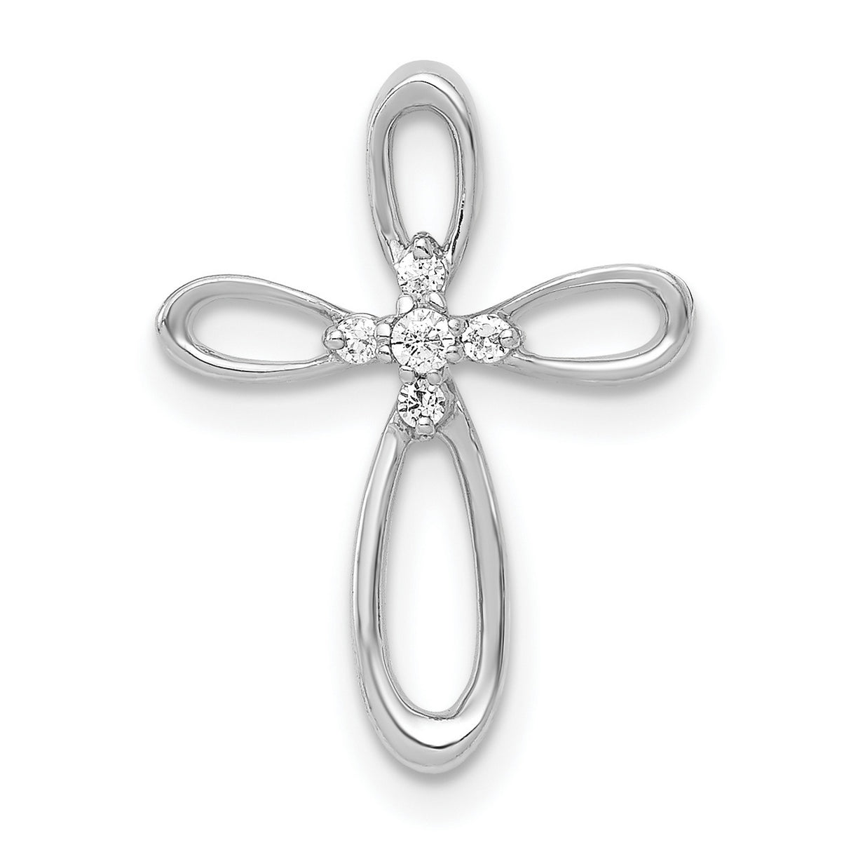 10k White Gold Cross Pendant with Stylized Openwork Design, Modern Faith Symbol for Men and Women