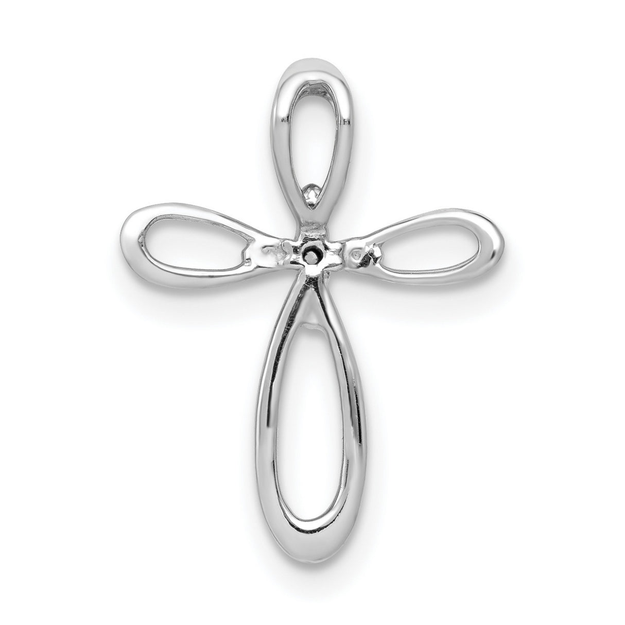 14k White Gold Cross Pendant with Diamond Accent, Minimalist Religious Jewelry for Men and Women