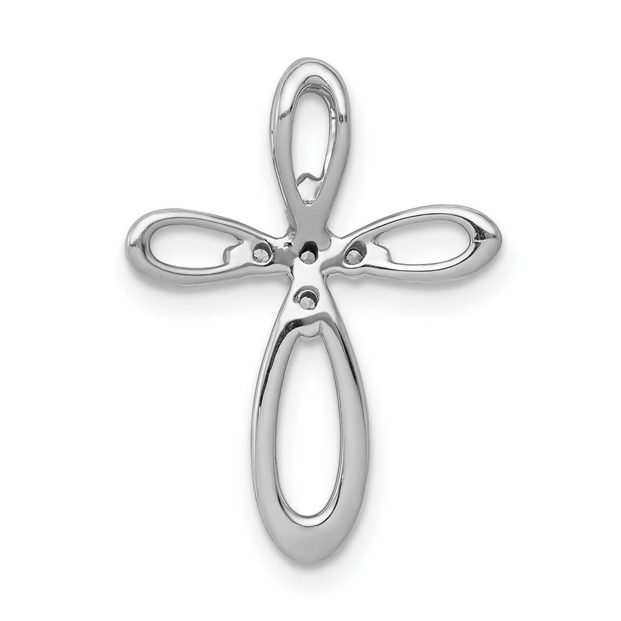 14k White Gold Cross Pendant with Diamonds, Minimalist Openwork Religious Charm