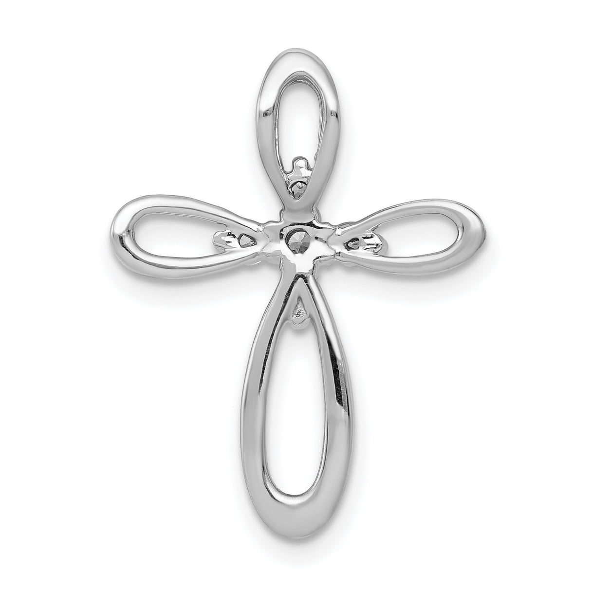 14k White Gold Cross Pendant with Diamond Accent, Minimal Modern Faith Jewelry for Men and Women